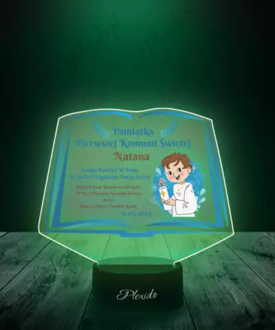 Komunia Święta Pamiątka Dla Chłopca Lampka LED Plexido