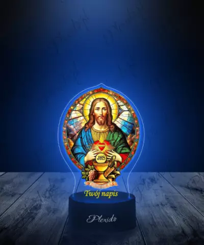 Pamiątka Komunia Święta Jezus Lampka LED Plexido