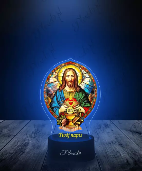 Pamiątka Komunia Święta Jezus Lampka LED Plexido
