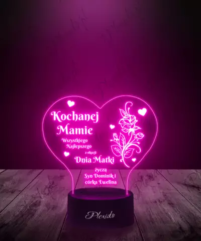 Prezent dla Mamy na Dzień Matki Lampka LED 3D Plexido Serce