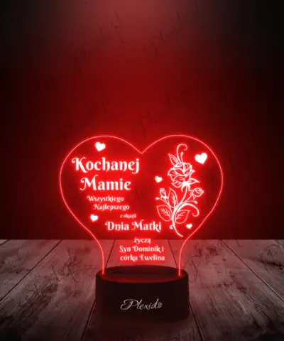 Prezent dla Mamy na Dzień Matki Lampka LED 3D Plexido Serce