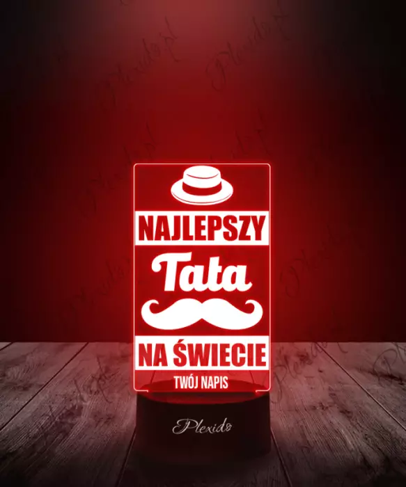 Lampka LED Plexido Upominek Na Dzień Ojca Najlepszy Tata Wąsy