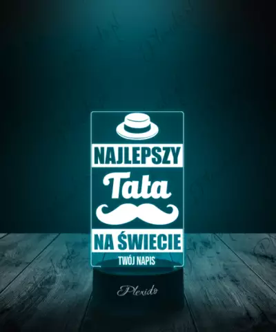 Lampka LED Plexido Upominek Na Dzień Ojca Najlepszy Tata Wąsy