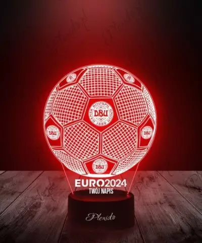 Lampka LED 3D Plexido Piłka Nożna Reprezentacja Dania Euro 2024 - 3