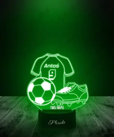 Lampka LED 3D Plexido Piłka Nożna Strój Piłkarsk Imię - 3