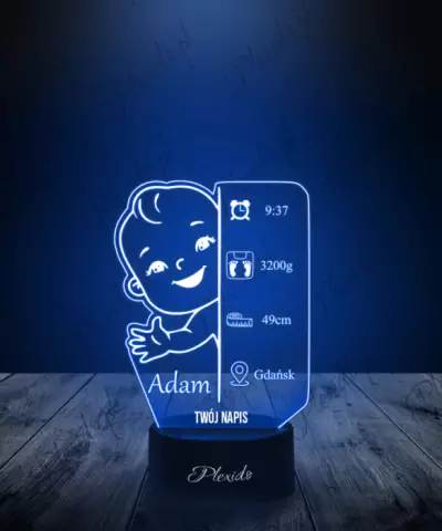 Lampka LED 3D Plexido Metryczka dla Chłopca - 1