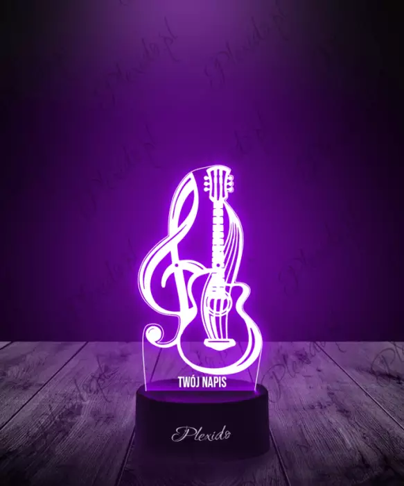 Lampka LED 3D Plexido Gitara Klucz Wiolinowy - 1