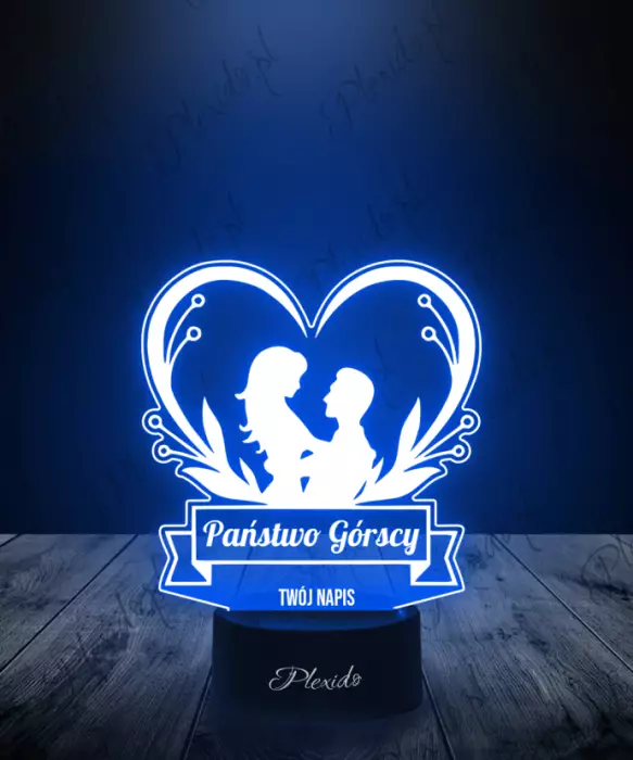 Lampka LED 3D Plexido Prezent Na Ślub Nowożeńcy - 1