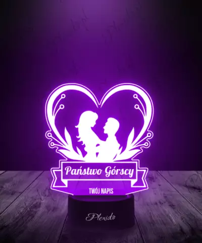 Lampka LED 3D Plexido Prezent Na Ślub Nowożeńcy - 3