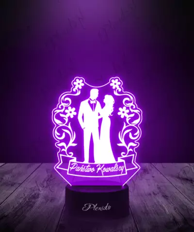 Lampka LED 3D Plexido Pamiątka Na Ślub Państwo Młodzi - 1