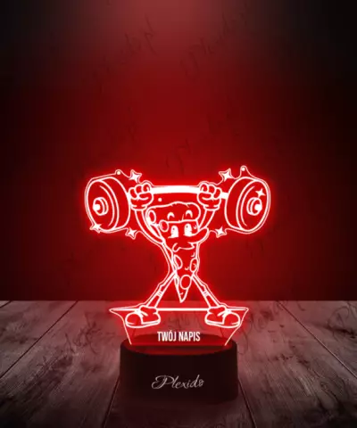 Lampka LED 3D Plexido Siłownia Pizza ze Sztangą - 2