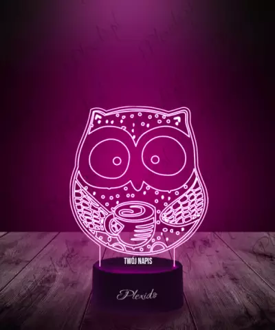 Lampka LED 3D Plexido Sowa z Kawą - 1