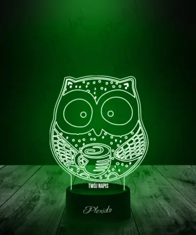 Lampka LED 3D Plexido Sowa z Kawą - 2