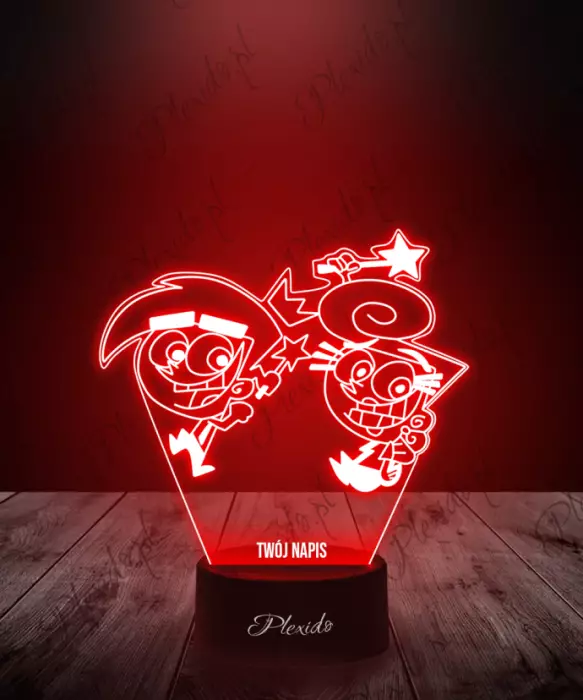 Lampka LED 3D Plexido Wróżkowie Chrzestni Cosmo i Wanda - 1