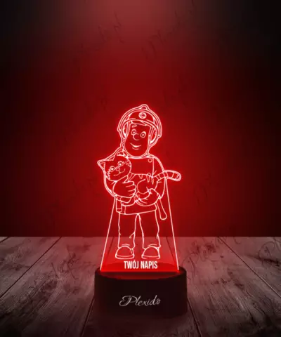 Lampka LED 3D Plexido Strażak Sam z Kotem - 3