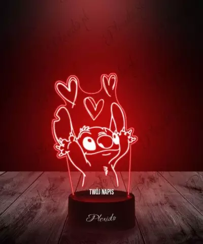 Lampka LED 3D Plexido Bajka Stich z Serduszkami - 2