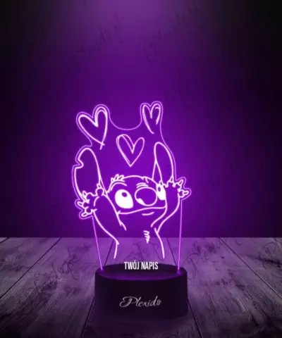 Lampka LED 3D Plexido Bajka Stich z Serduszkami - 3