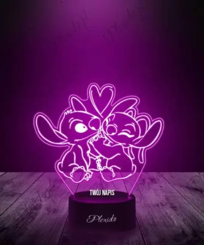 Lampka LED 3D Plexido Stich i Angel Bajka - 1