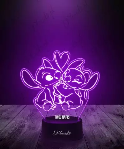 Lampka LED 3D Plexido Stich i Angel Bajka - 2