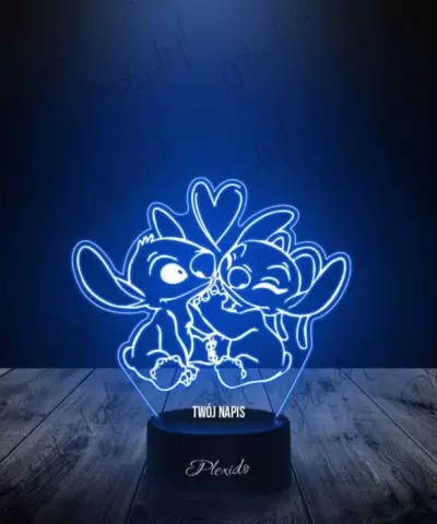 Lampka LED 3D Plexido Stich i Angel Bajka - 3