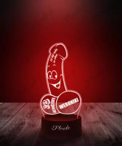 Lampka LED 3D Plexido Prezent Na 18 Urodziny Męskie Przyrodzenie - 3