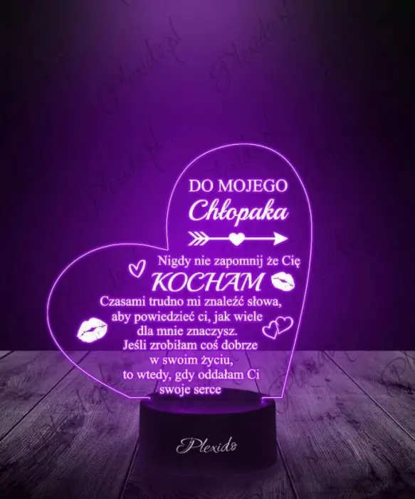 Lampka LED 3D Plexido Prezent Dzień Chłopaka Serce - 1