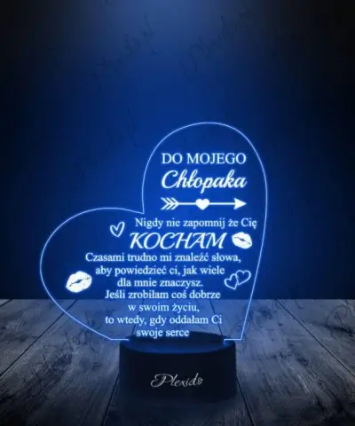 Lampka LED 3D Plexido Prezent Dzień Chłopaka Serce - 2