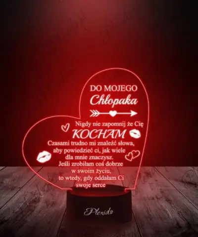Lampka LED 3D Plexido Prezent Dzień Chłopaka Serce - 3
