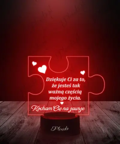 Lampka LED 3D Plexido Prezent Puzzel Miłość - 3