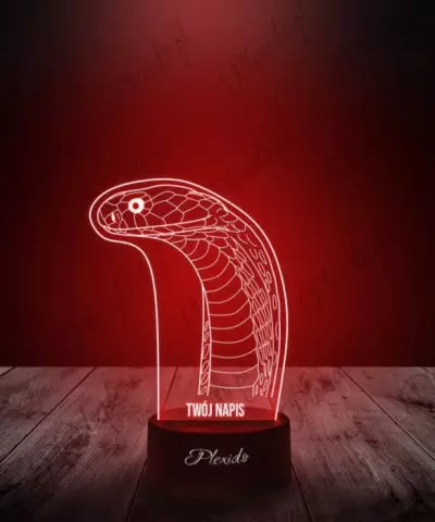 Lampka LED 3D Plexido Prezent Wąż Kobra Głowa - 2