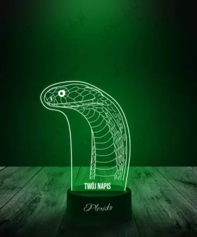 Lampka LED 3D Plexido Prezent Wąż Kobra Głowa - 3