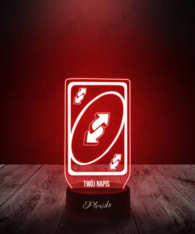 Lampka LED 3D Plexido Prezent Karty Uno Reverse - 3