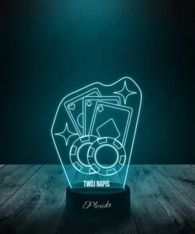 Lampka LED 3D Plexido Prezent Karty Żetony Kasyno - 2