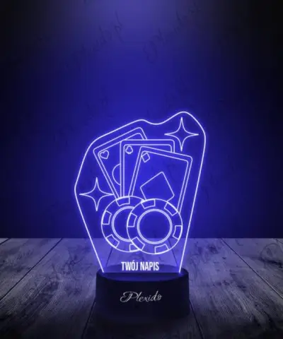 Lampka LED 3D Plexido Prezent Karty Żetony Kasyno - 3