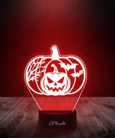 Lampka LED 3D Plexido Halloween Dynia Nietoperze - 1