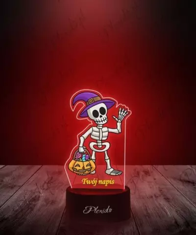 Lampka LED 3D Plexido z Nadrukiem Halloween Szkielet - 3