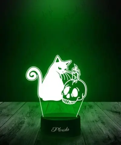 Lampka LED 3D Plexido Halloween Kot Czaszka - 3