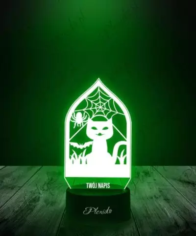 Lampka LED 3D Plexido  Halloween Kot Pająk - 1