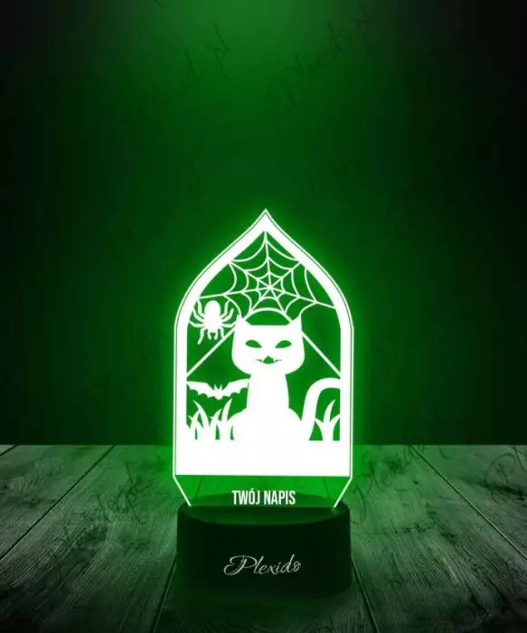 Lampka LED 3D Plexido  Halloween Kot Pająk - 1