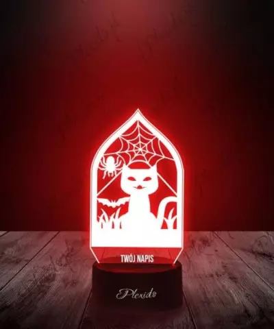 Lampka LED 3D Plexido  Halloween Kot Pająk - 2