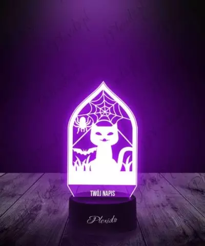 Lampka LED 3D Plexido  Halloween Kot Pająk - 3