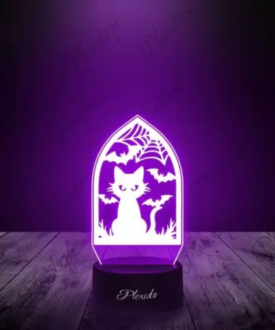 Lampka LED 3D Plexido Halloween Kot Nietoperze - 3