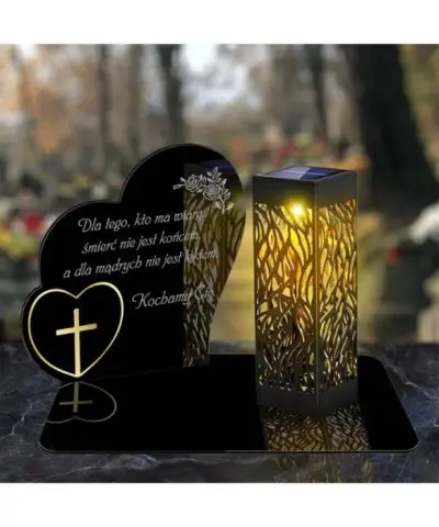 Znicz Solarny Led Statuetka na Grób Cmentarz Wszystkich Świętych Serca - 3
