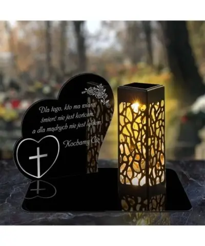 Znicz Solarny Statuetka na Grób Cmentarz Wszystkich Świętych Serca - 2
