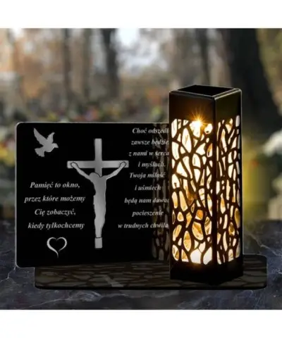 Wieczny Znicz Statuetka Led na Grób Wszystkich Świętych Cmentarz Wzory - 2