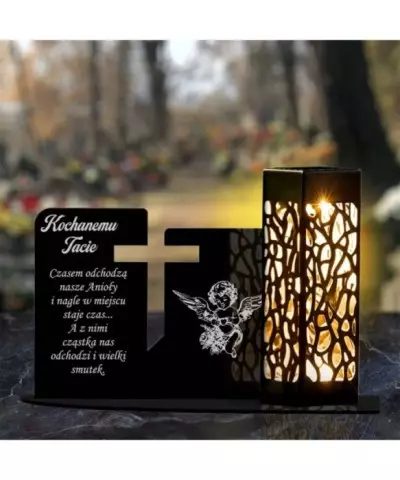 Znicz Statuetka Led na Grób Cmentarz Wszystkich Świętych dla Taty - 2