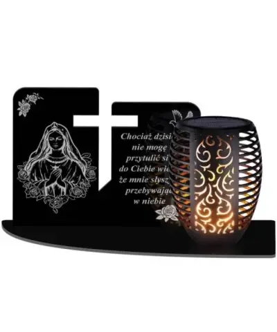 Duży Znicz Solarny Led Statuetka na Grób Cmentarz Wszystkich Świętych Wzory Płomień - 1