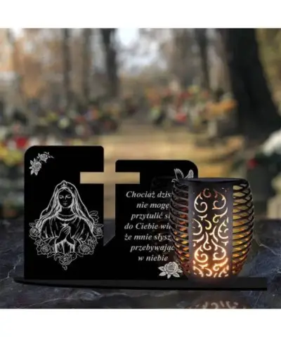 Duży Znicz Solarny Led Statuetka na Grób Cmentarz Wszystkich Świętych Wzory Płomień - 9