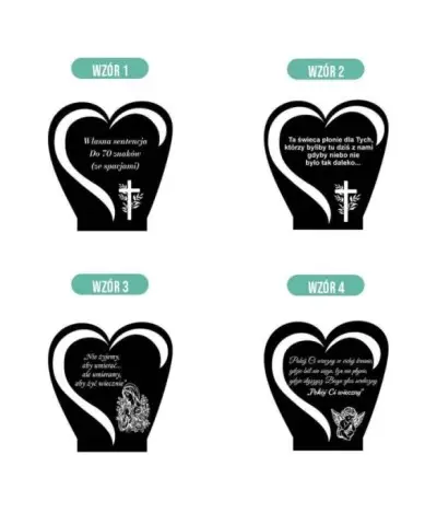 Znicz Solarny Statuetka na Grób Cmentarz Wszystkich Świętych Serce Wzory - 3