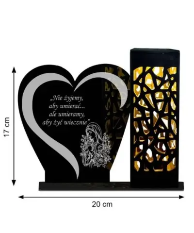 Znicz Solarny Statuetka na Grób Cmentarz Wszystkich Świętych Serce Wzory - 4